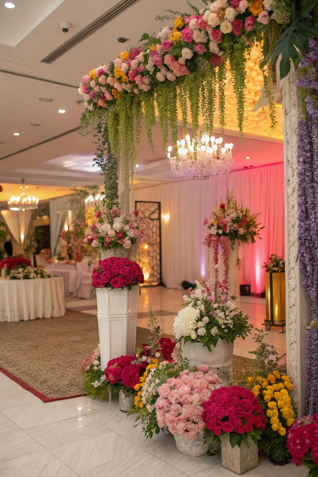Flowers infuse a touch of natural elegance, elevating the beauty of the party.