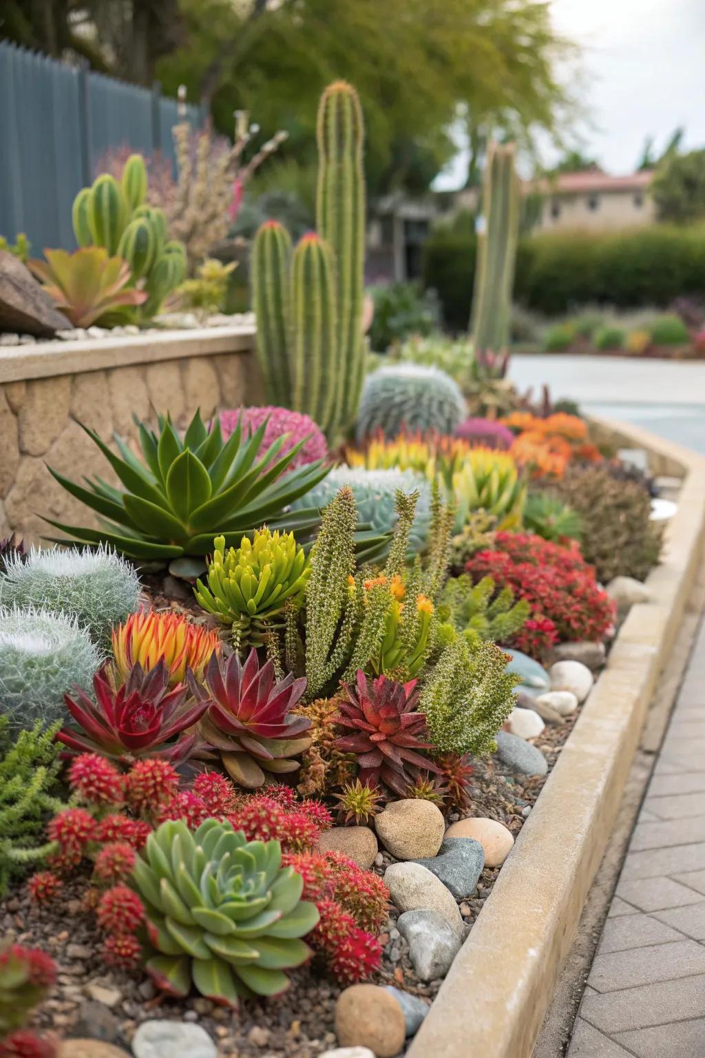 A symphony of succulents and cacti crafting a vibrant display.