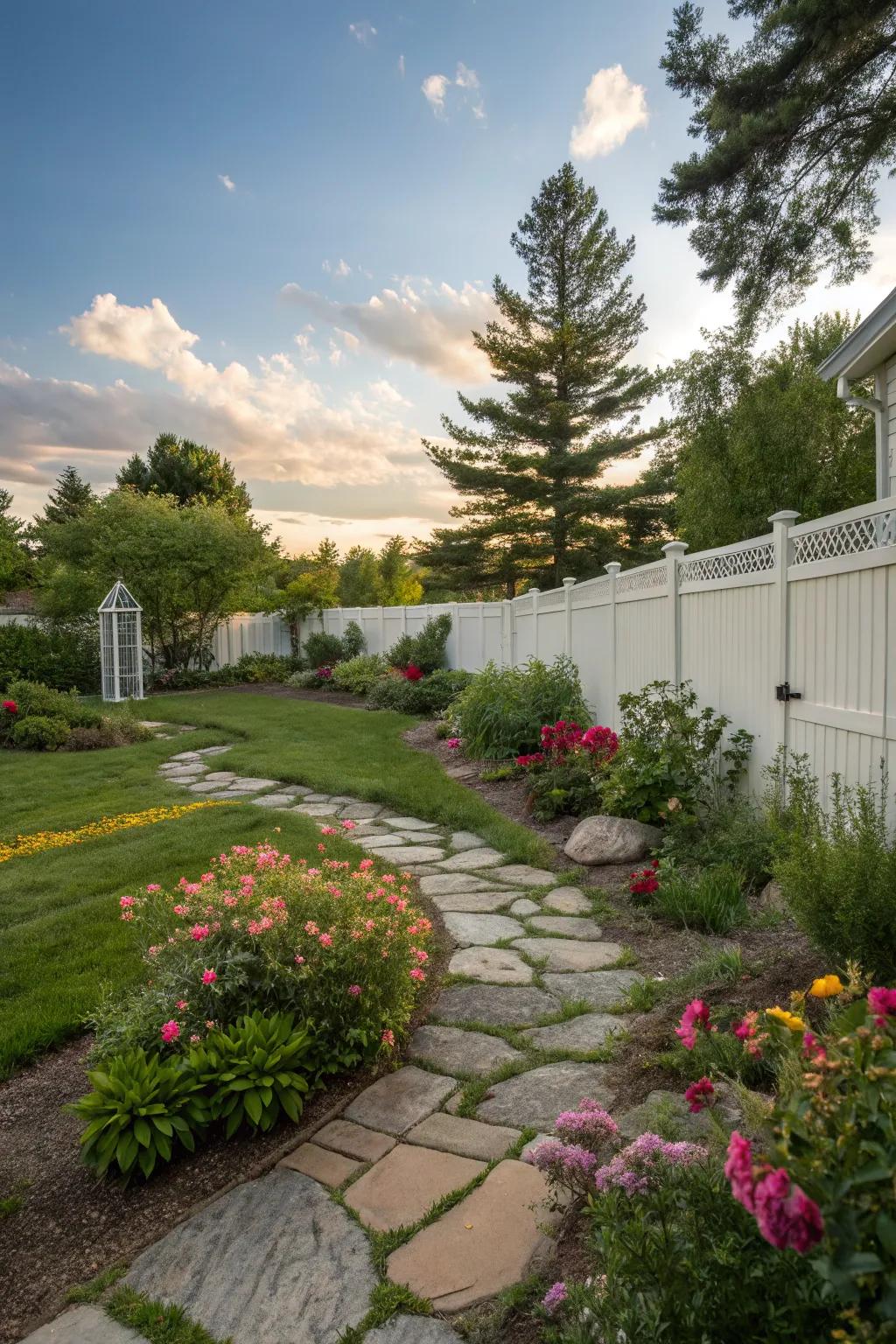 Inviting walkways enhance charm and structure.
