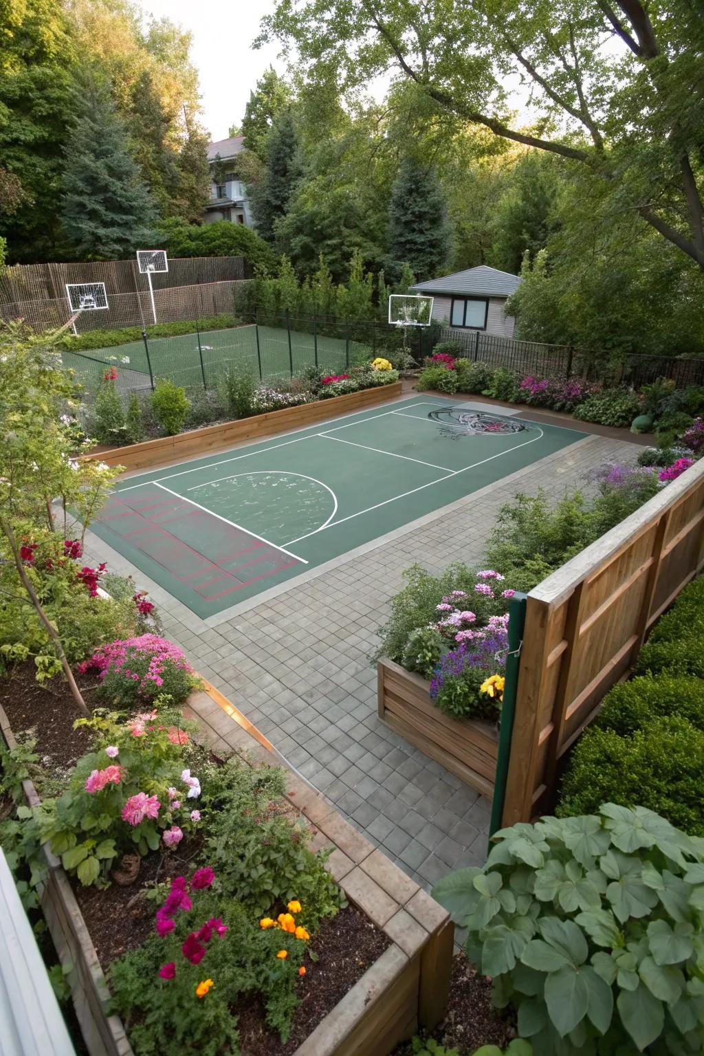 A specially sized court designed to fit your particular backyard space.