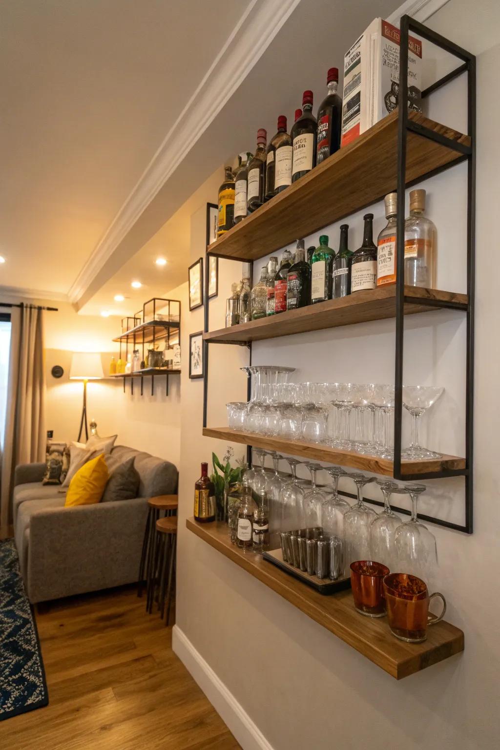 Wall-mounted shelves offer a fashionable means to save space and exhibit your collection.