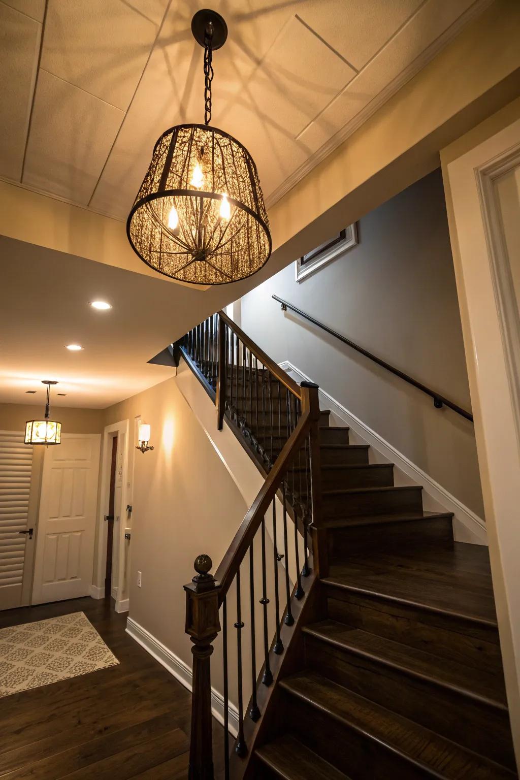 Lift your steps with a striking hanging light.
