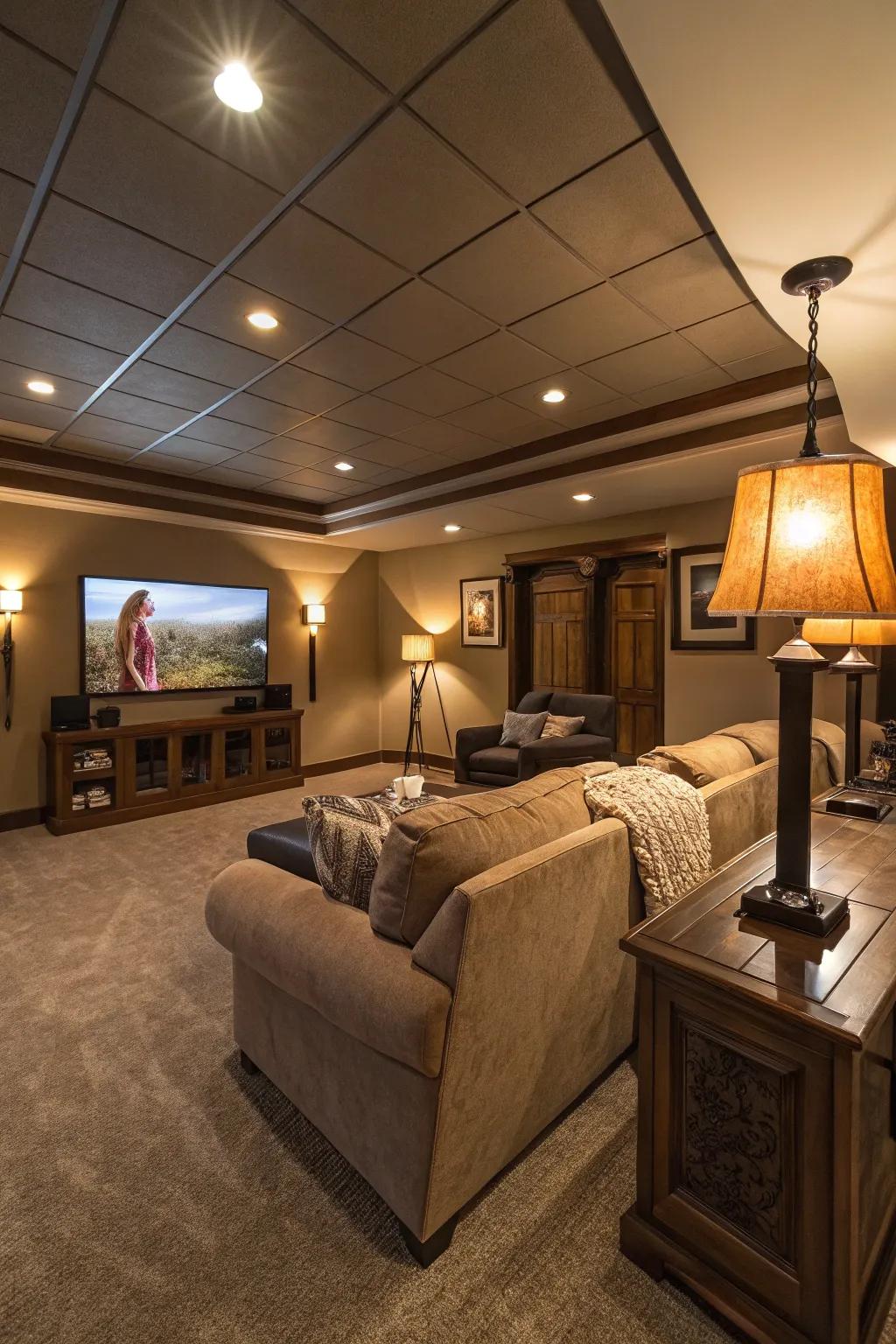 Mood lighting creates a comfortable and welcoming ambiance.
