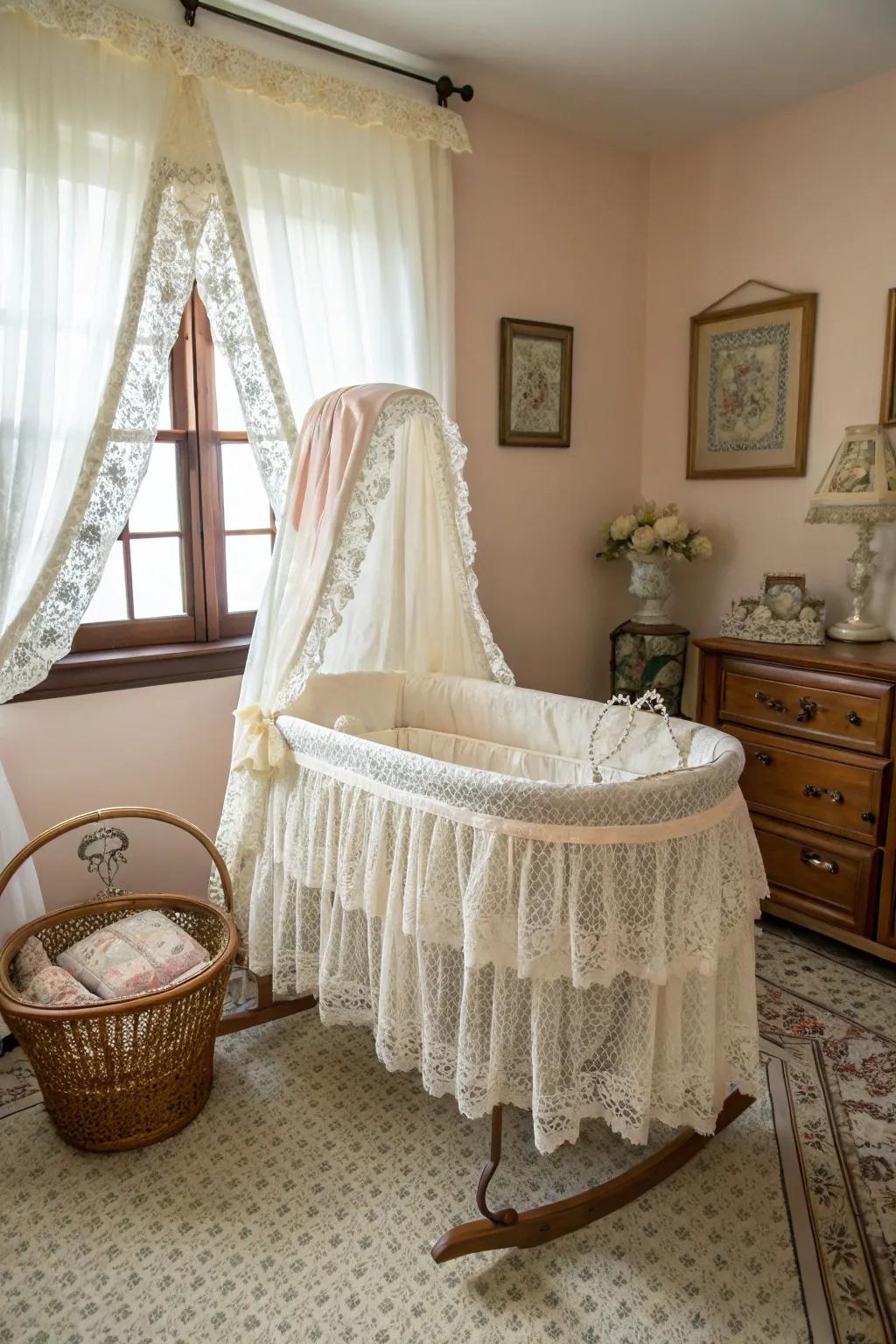 Capture the essence of bygone days with a vintage-style baby bed.