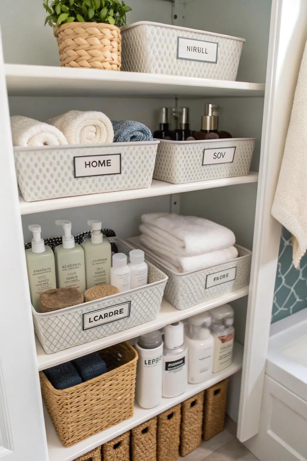 Keep all items properly stowed with labeled storage solutions.