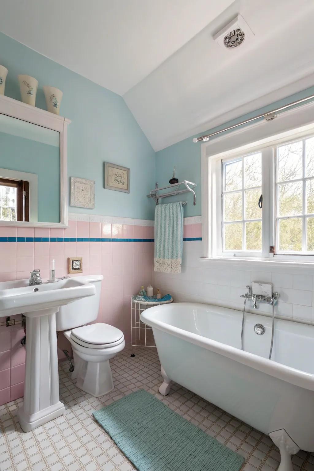 Pastel colors add ageless elegance and warmth to your bathroom.