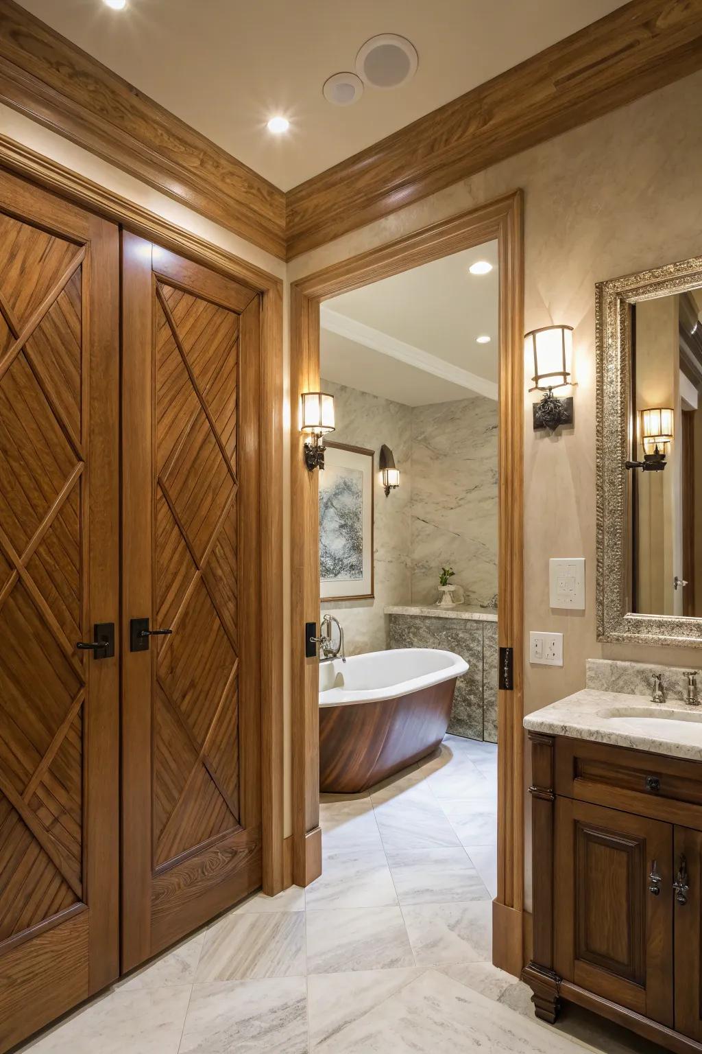 Timber doors add a natural element of elegance to your bathroom.
