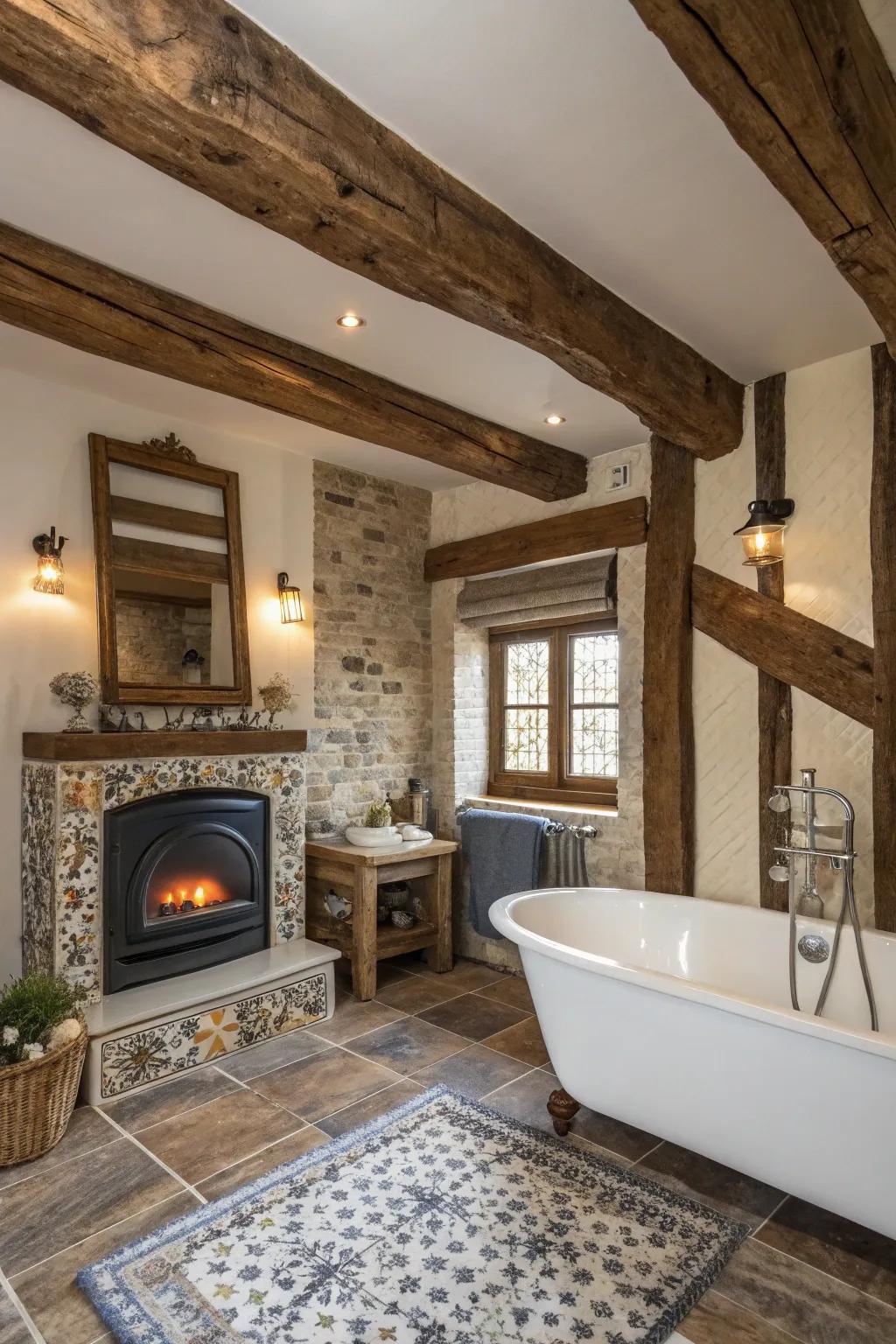 Down-to-earth allure converges with today's twist, showcasing a remarkable hearth centerpiece.