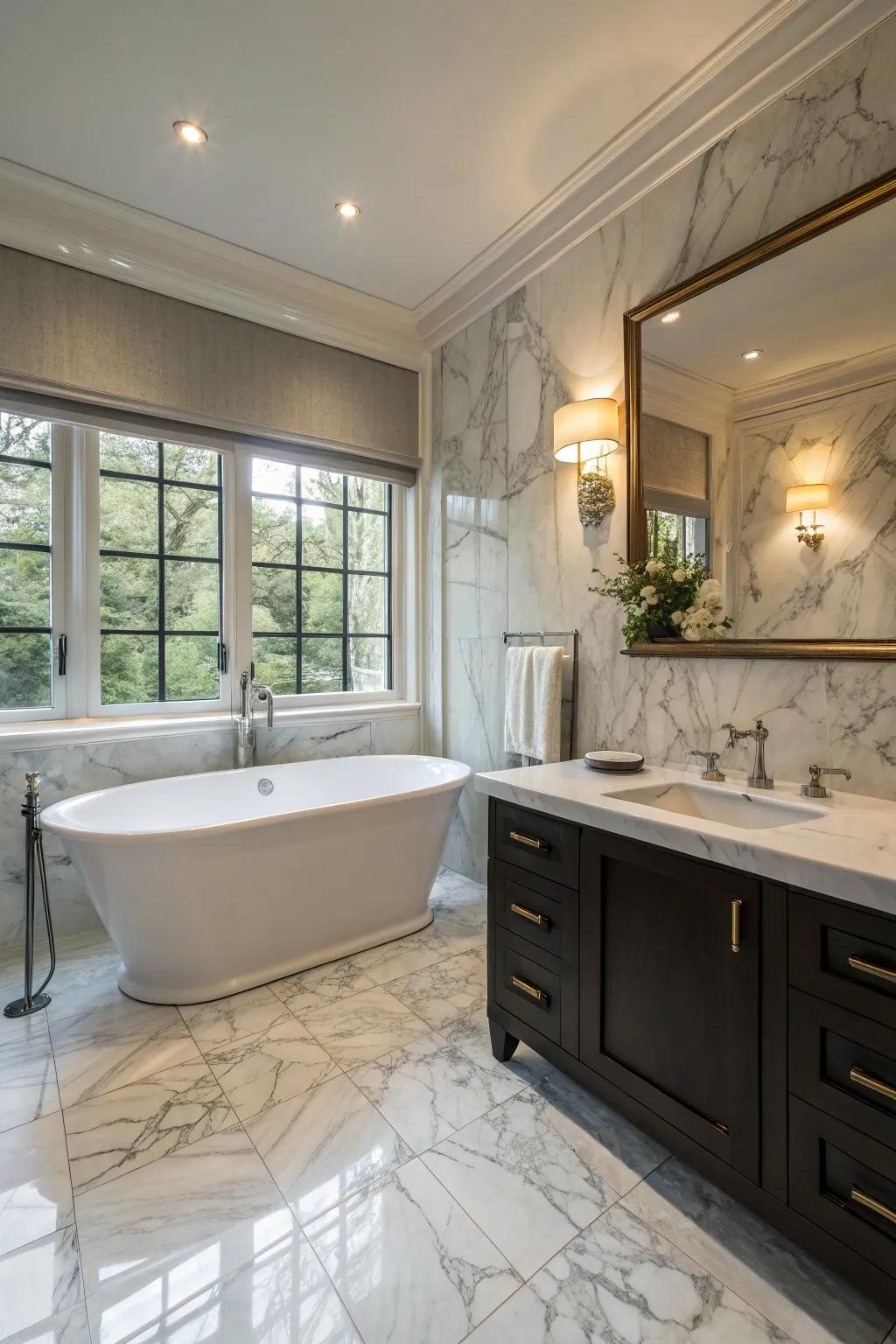 Make a statement with an independent tub that promises luxury and relaxation.