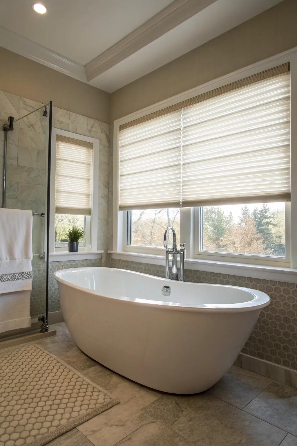 Dual-action window blinds offer adaptable light management.