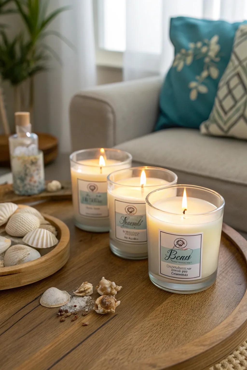 Bring the smell of the sea into your house with beach-scented waxes.
