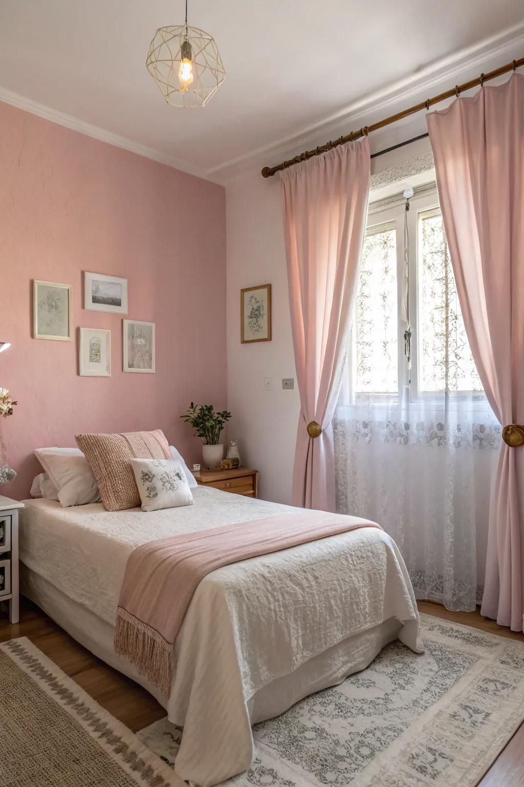 Find serenity in your bedroom with soothing pastel hues.
