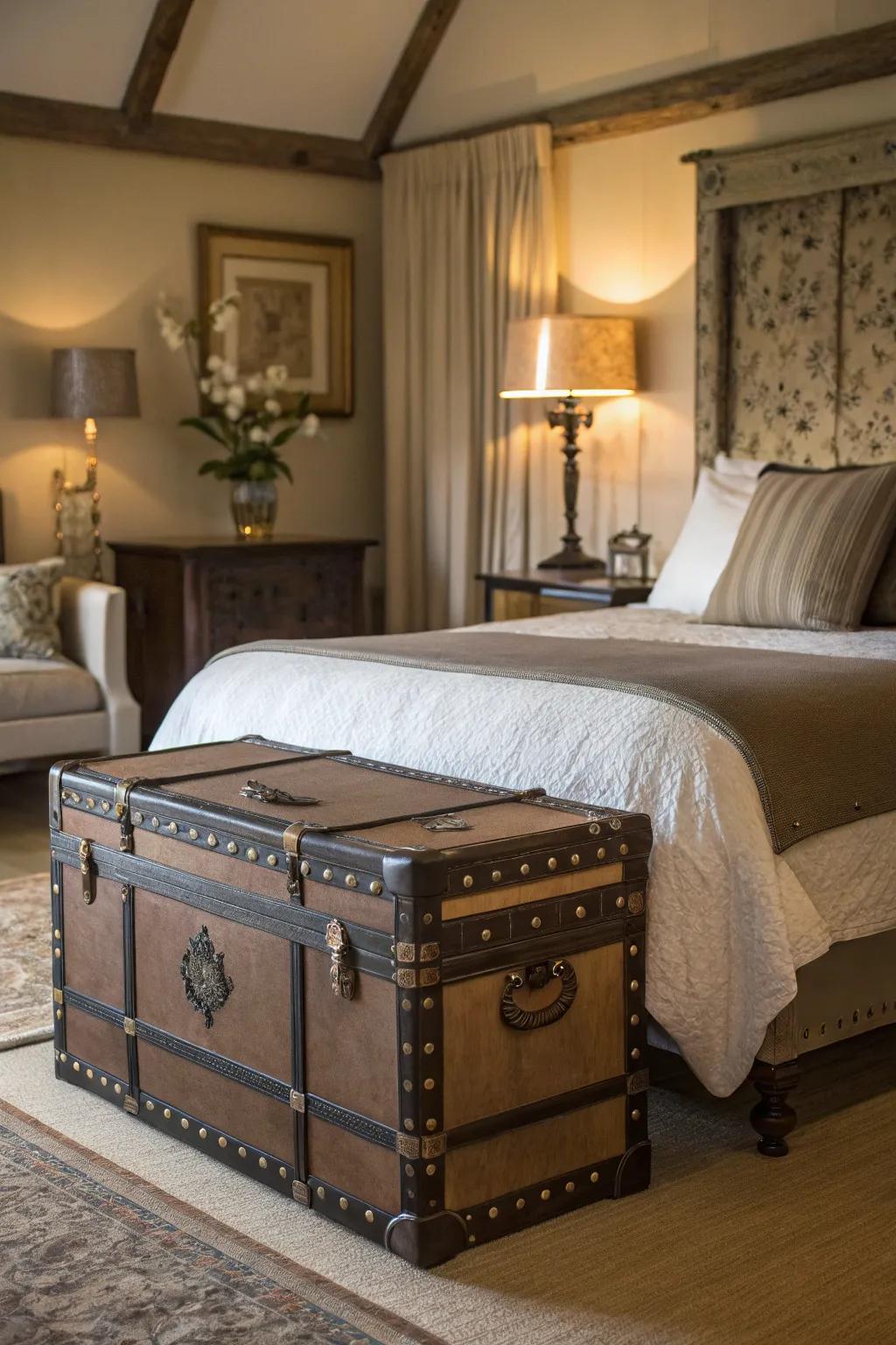 Bring personality and storage to your bedroom with a versatile trunk.