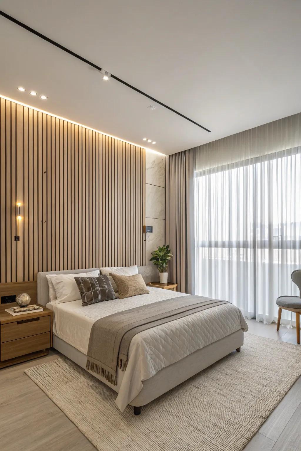 Standing slats amplify the perception of altitude in your bedroom.