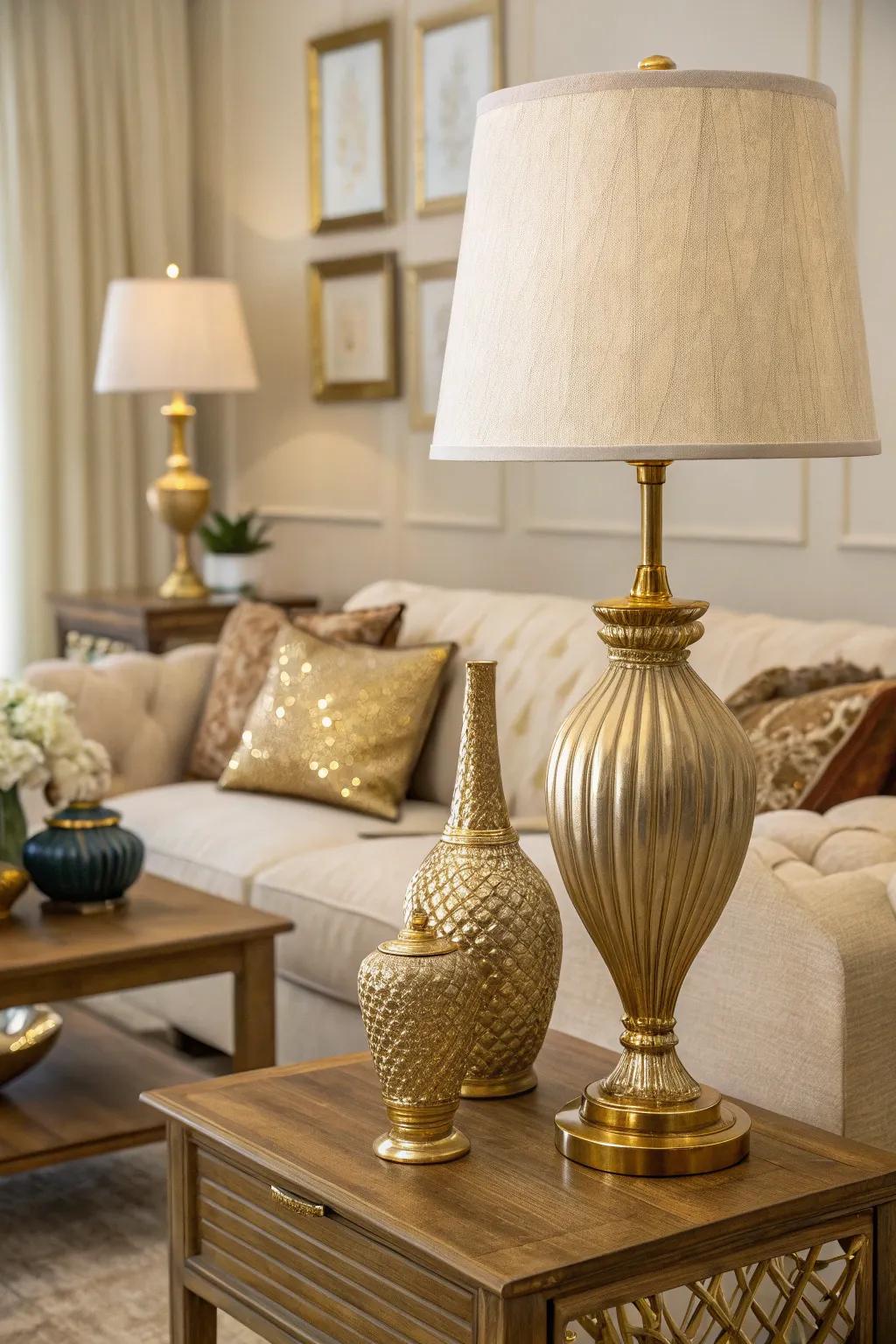 Accents in gold add a luxurious feel.