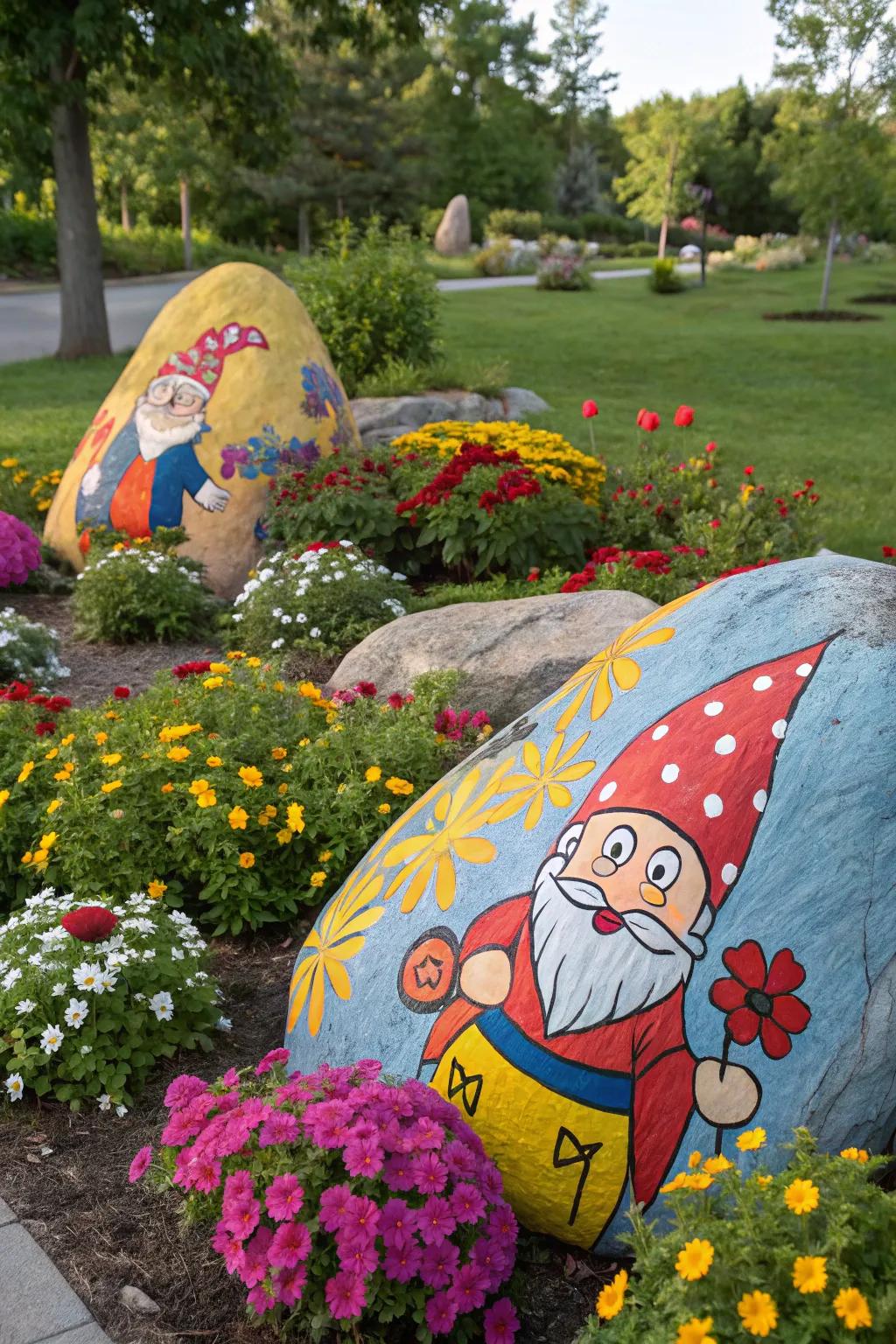 Add charm to your garden with whimsical figure stones.