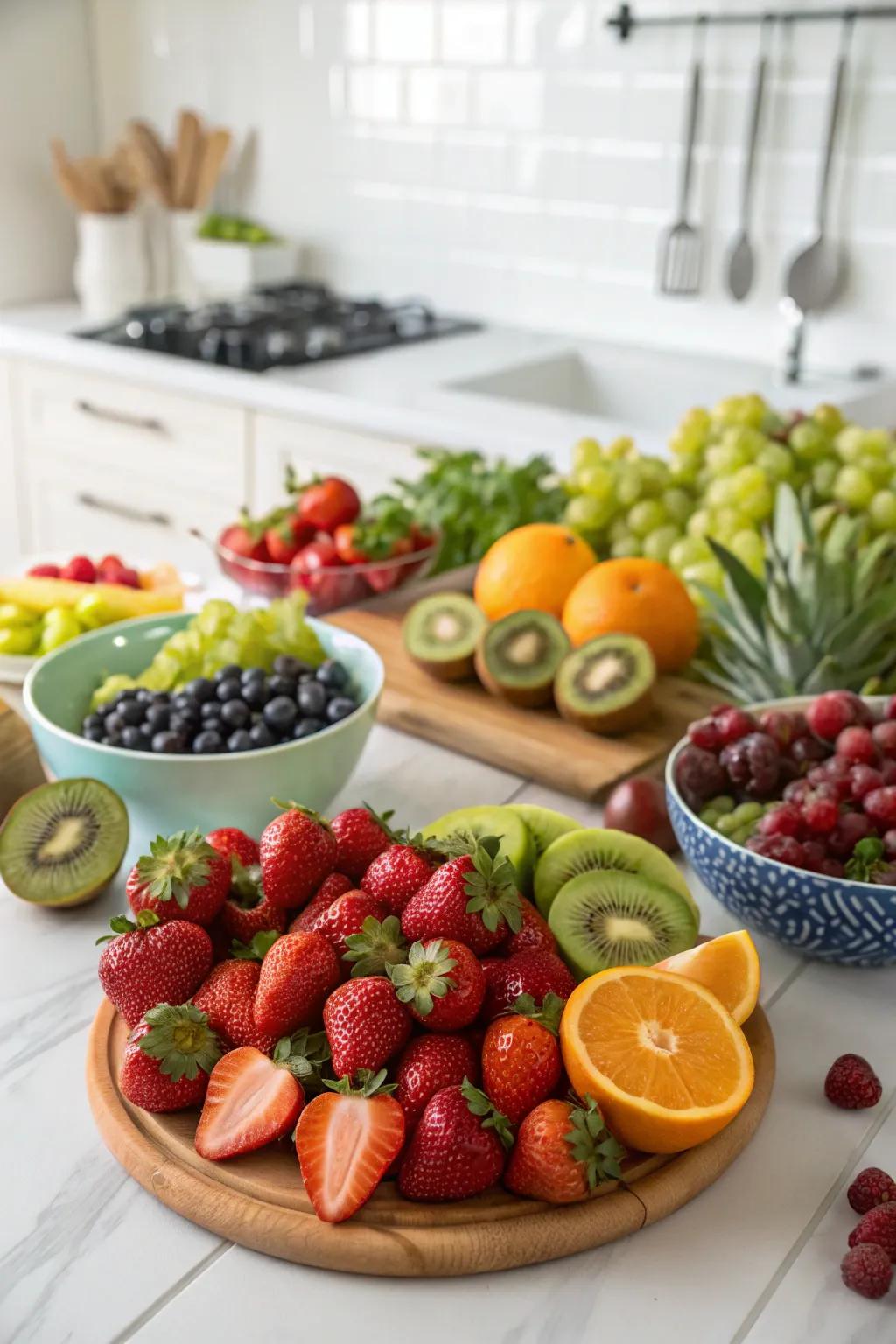 A vibrant variety of fresh fruits to enhance the color of your event.