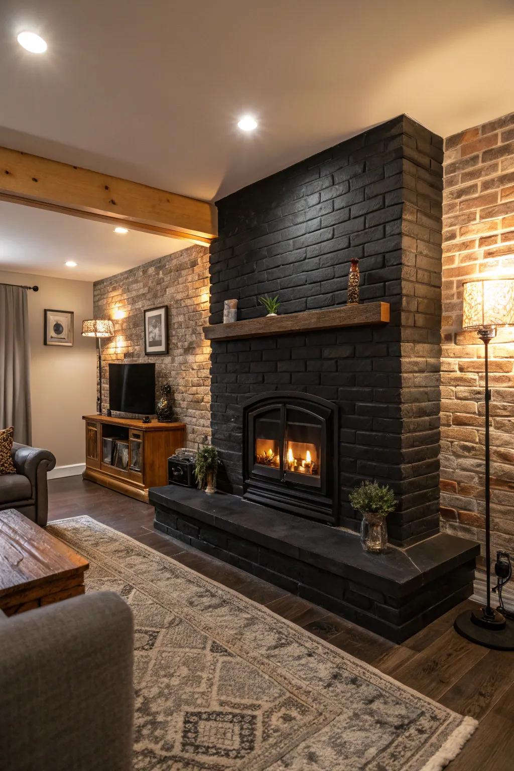 Infuse dimension and texture into your area through a dark brick hearth.