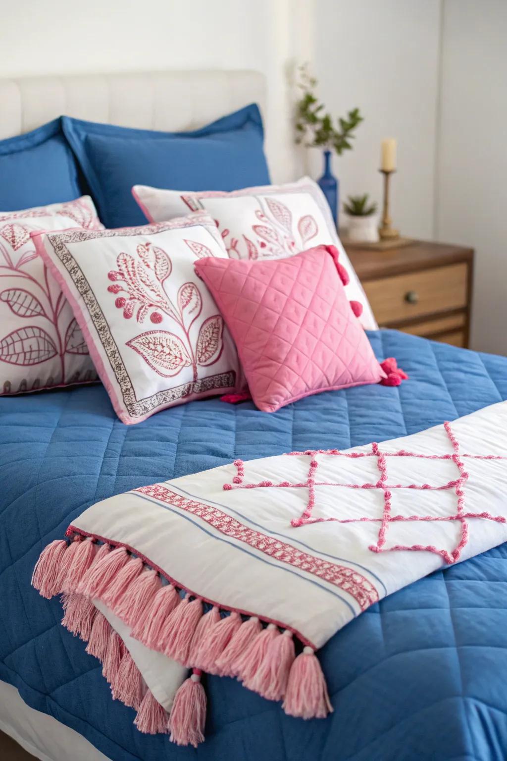 Decorative cushions and throws offer both comfort and style.