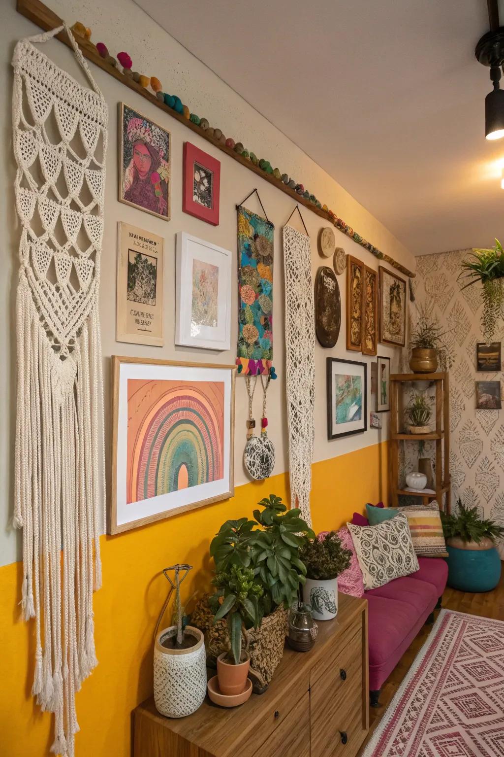 Creative decor personalizes your boho loft with character and flair.