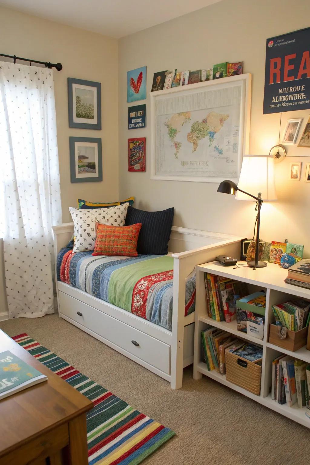 Hit the sweet spot of dual-purpose design with a study and sleep combo daybed.