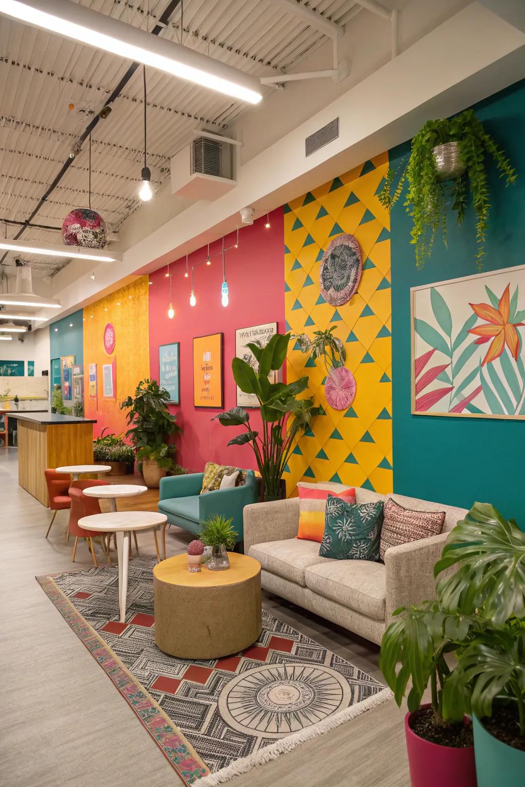 Bright hues infuse vitality and creativity into the space.