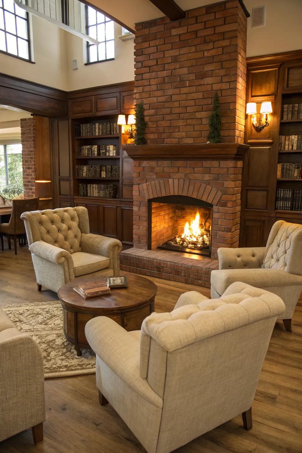 Design a cozy haven by arranging seating around your fireplace.