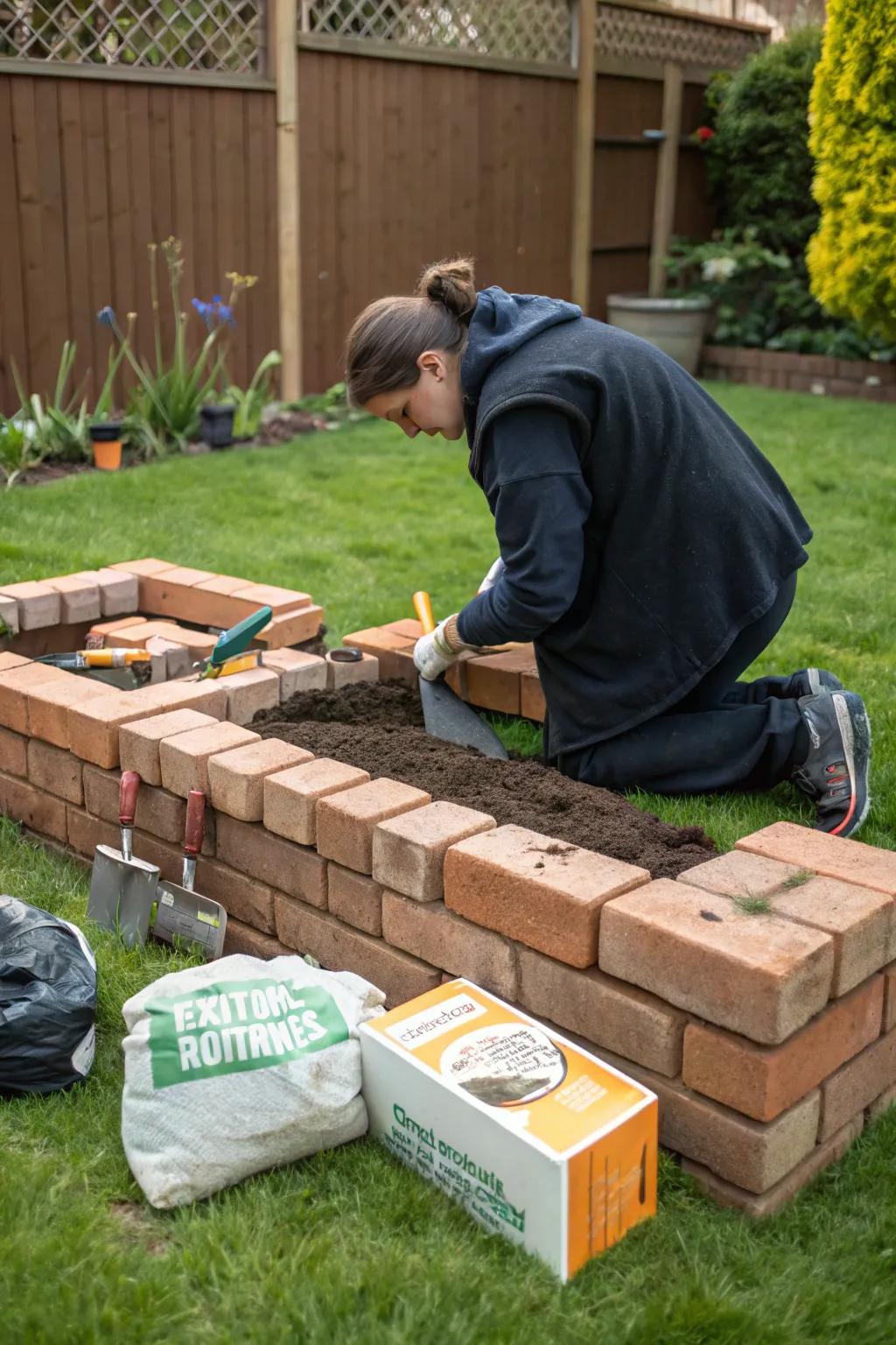 Venture into a DIY journey with a personalized brick raised garden bed.