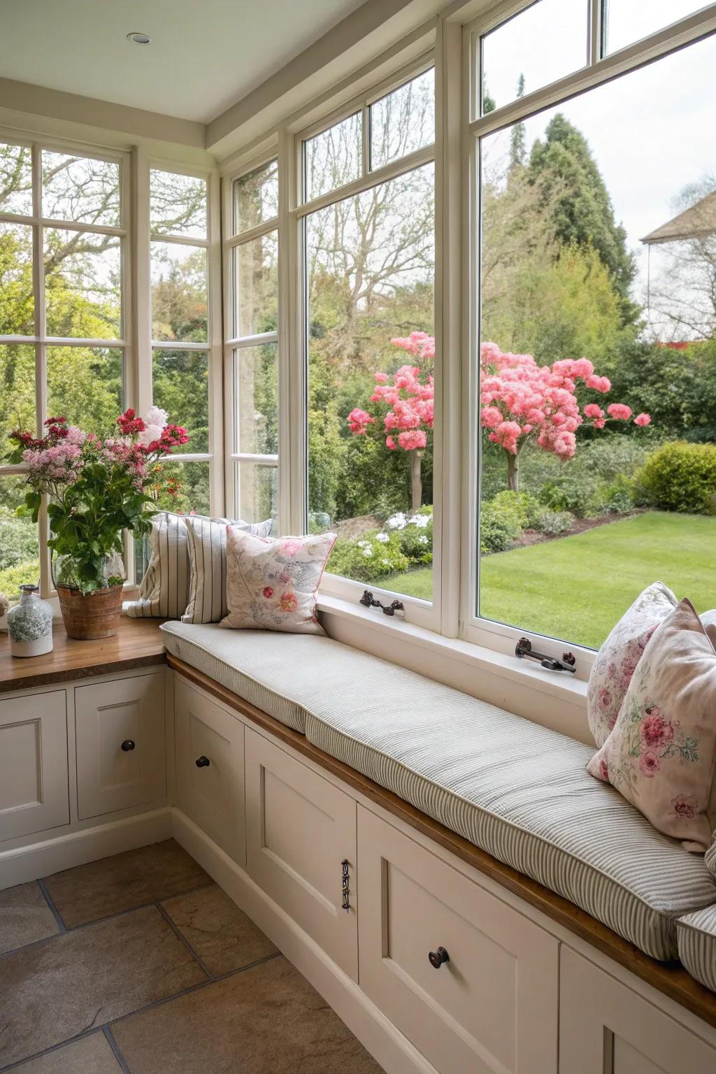 Soak up natural light with a tactically positioned bench.