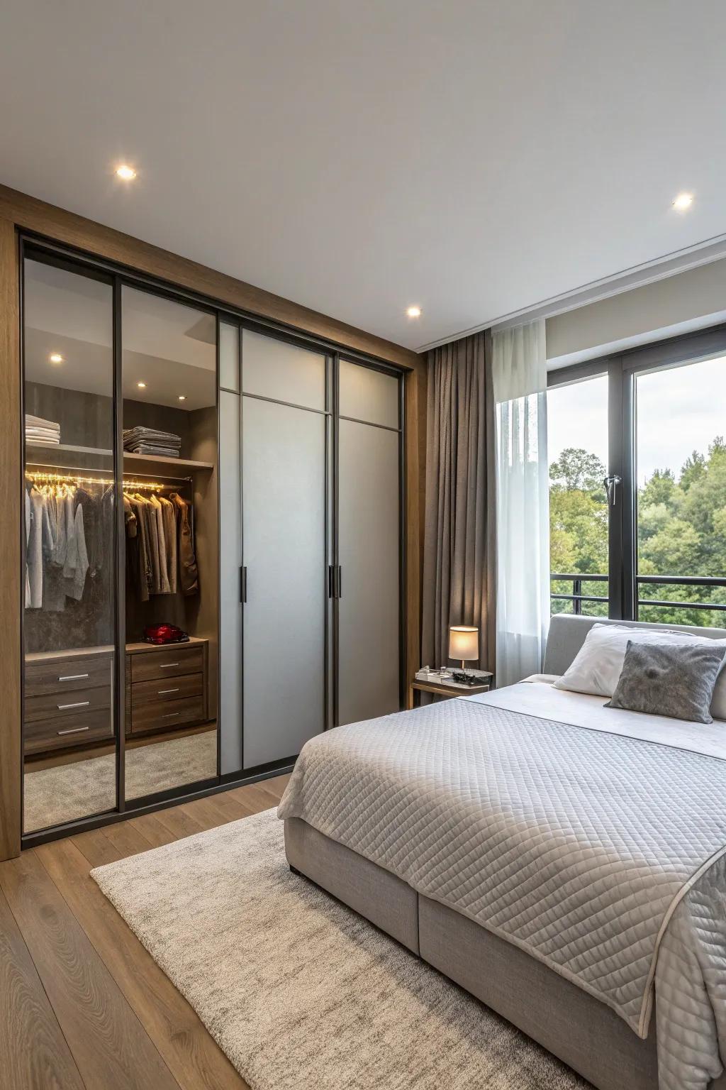 Sliding doors epitomize a refined and spatially economical wardrobe solution.