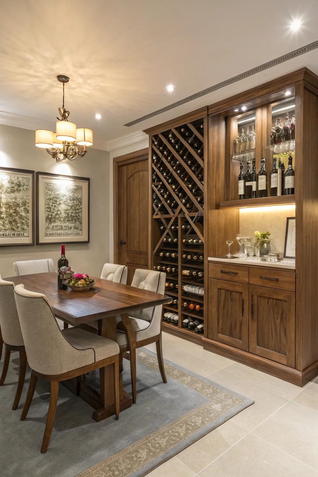 A unified design that flawlessly integrates the wine rack into your home.