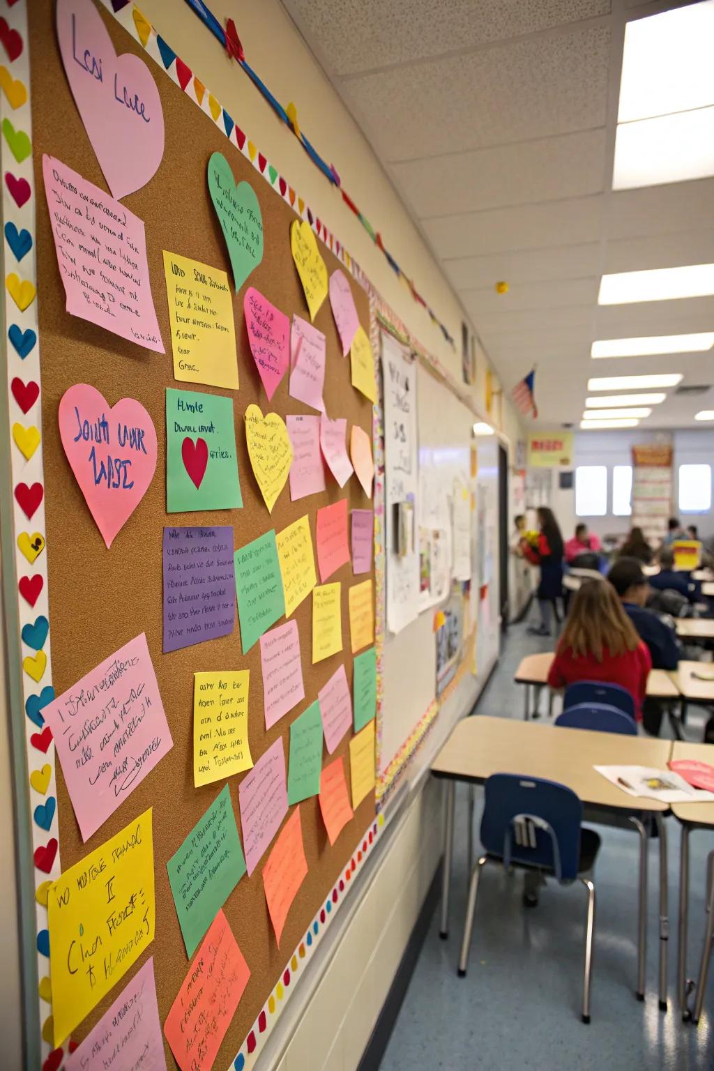 Interactive board, inviting contributions of loving notes from all.