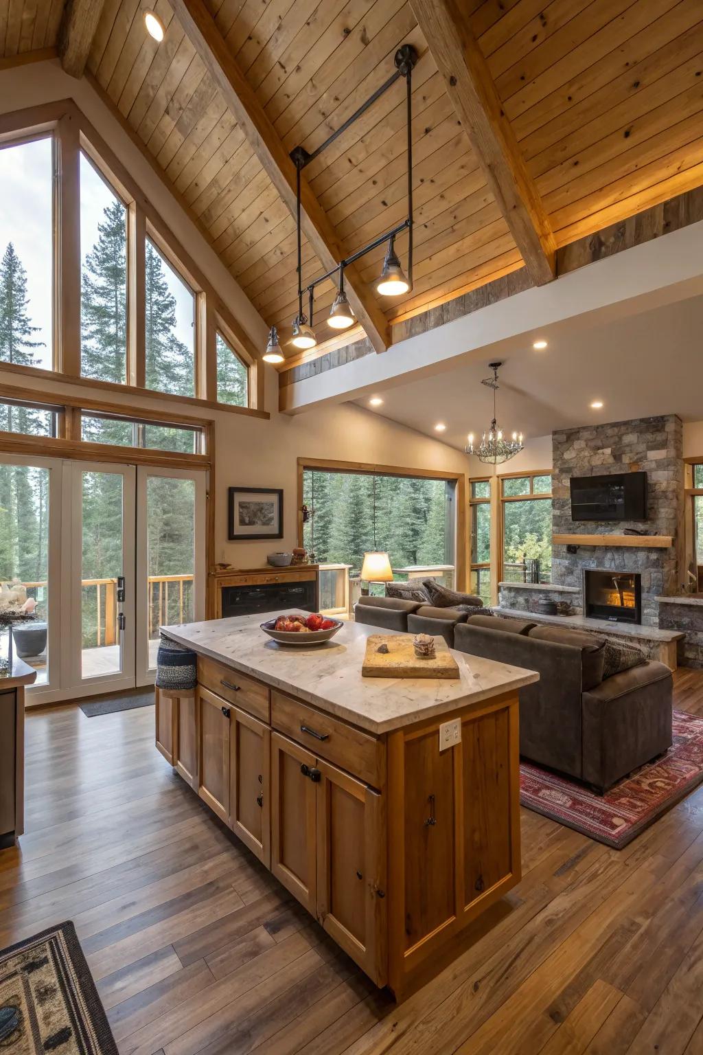 Open-plan design encourages a fluid connection between areas.