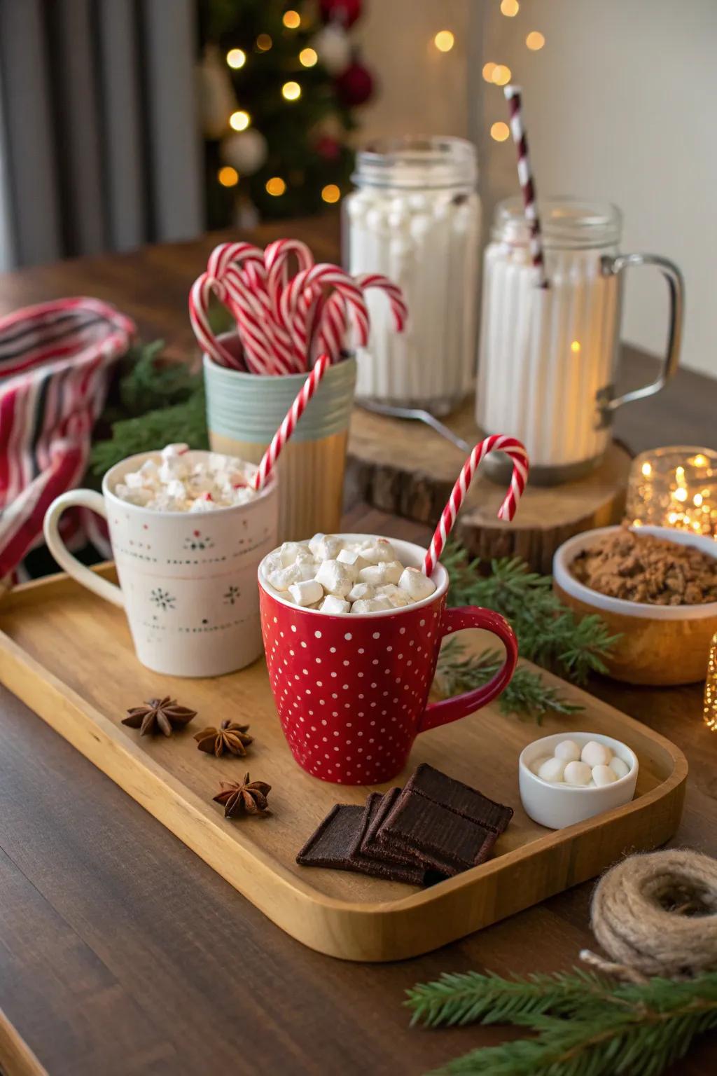 Warm up your holidays by using a joyful warm cocoa corner.