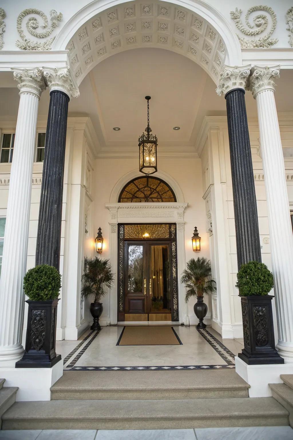 Ornate uprights add grandeur to any doorway.