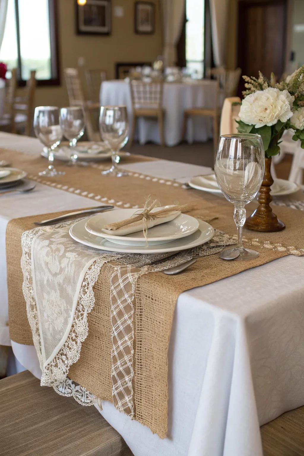 Differing table linen feel enhances your dining table's beauty.
