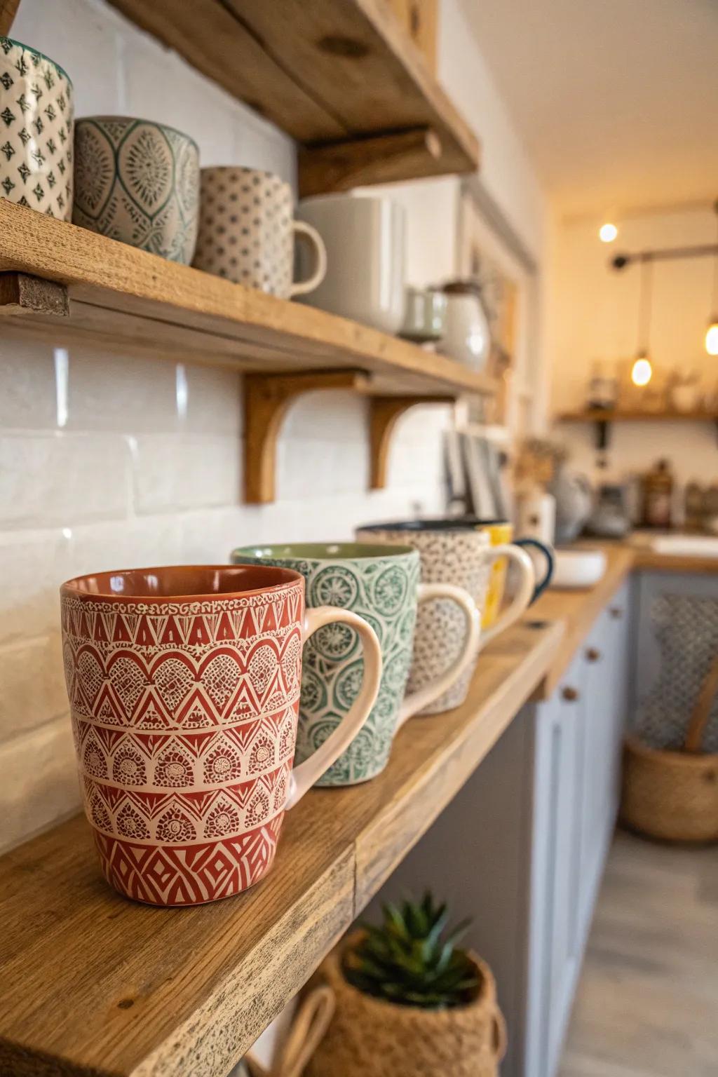 Begin your day with the delight of textured ceramic mugs.
