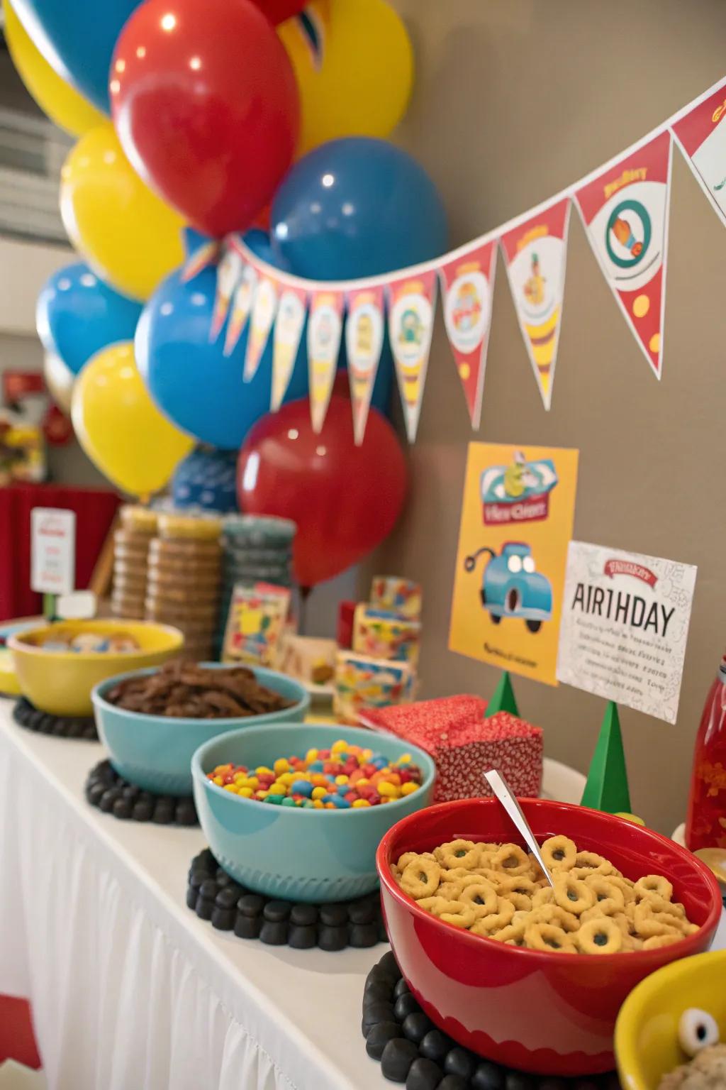 Themed cereal arrangements infuse charm on special moments.