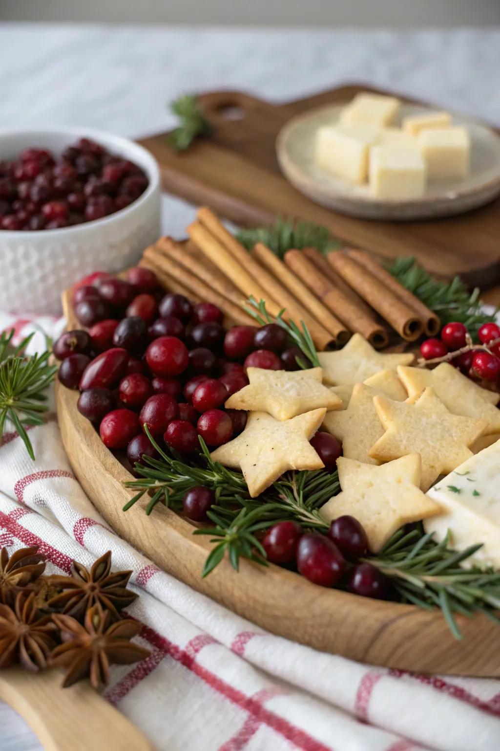 A festive holiday snack platter.