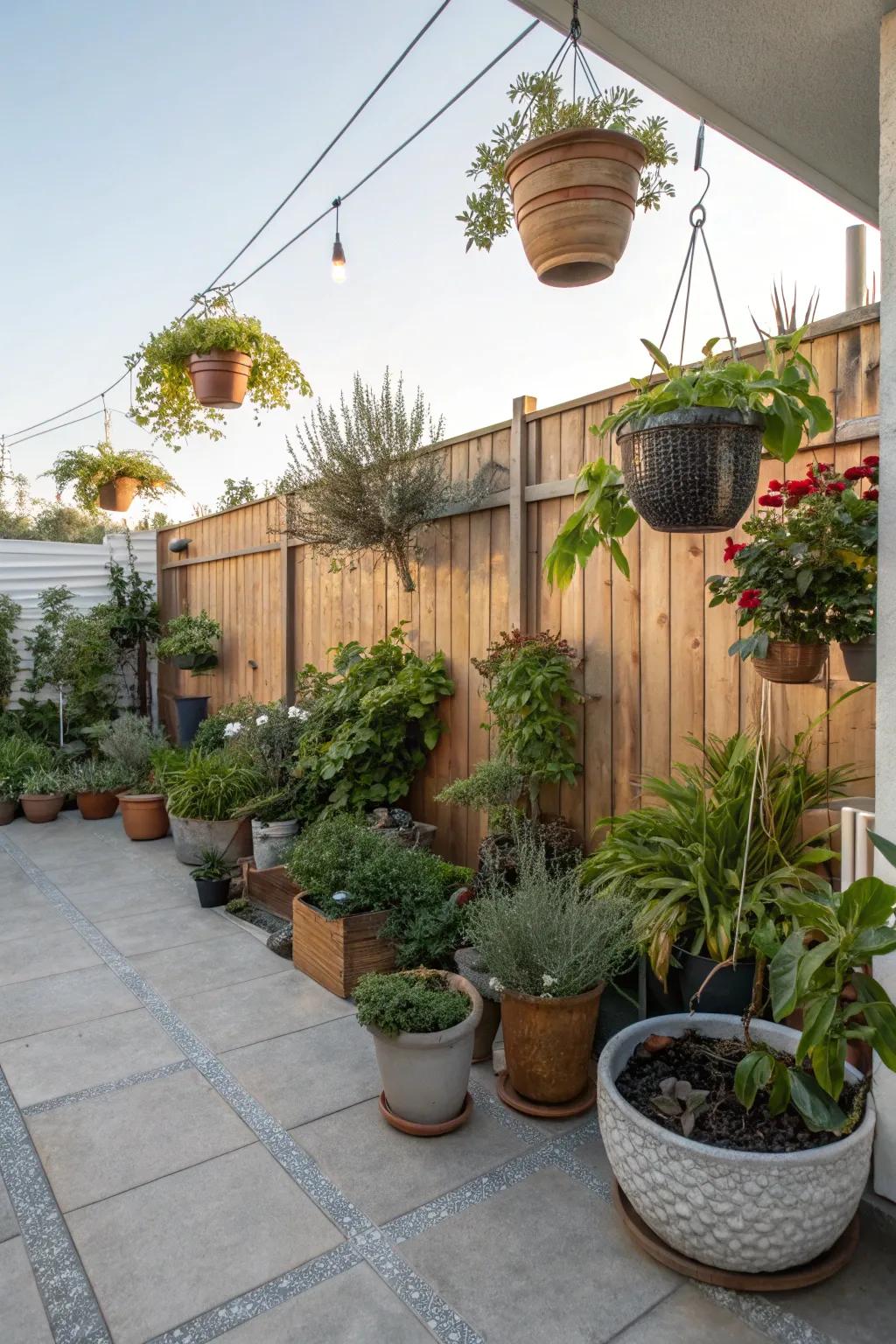 Potted plants can infuse greenery and vibrancy into your patio.