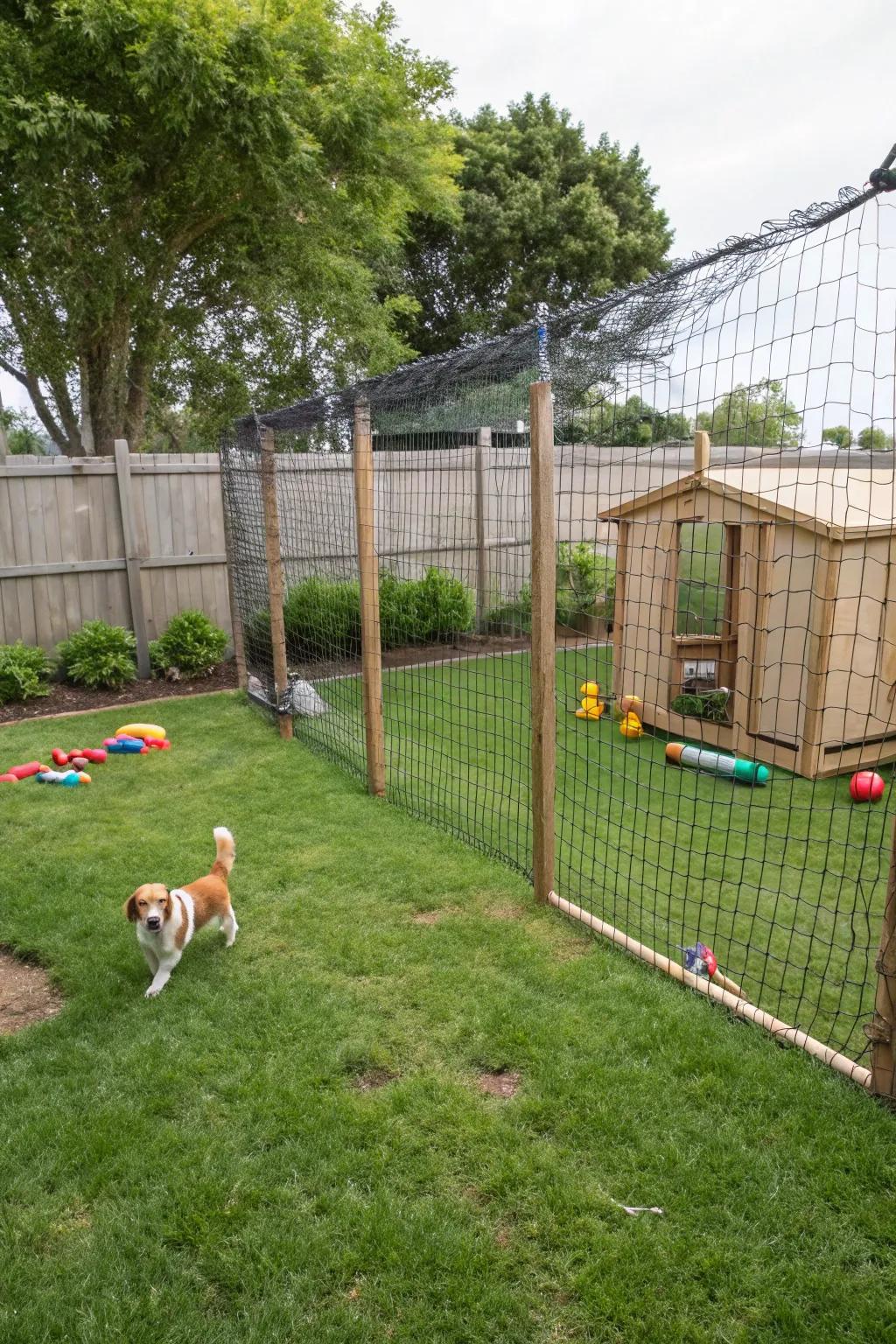 Bird cable works ideally for smaller dogs needing a protected zone.
