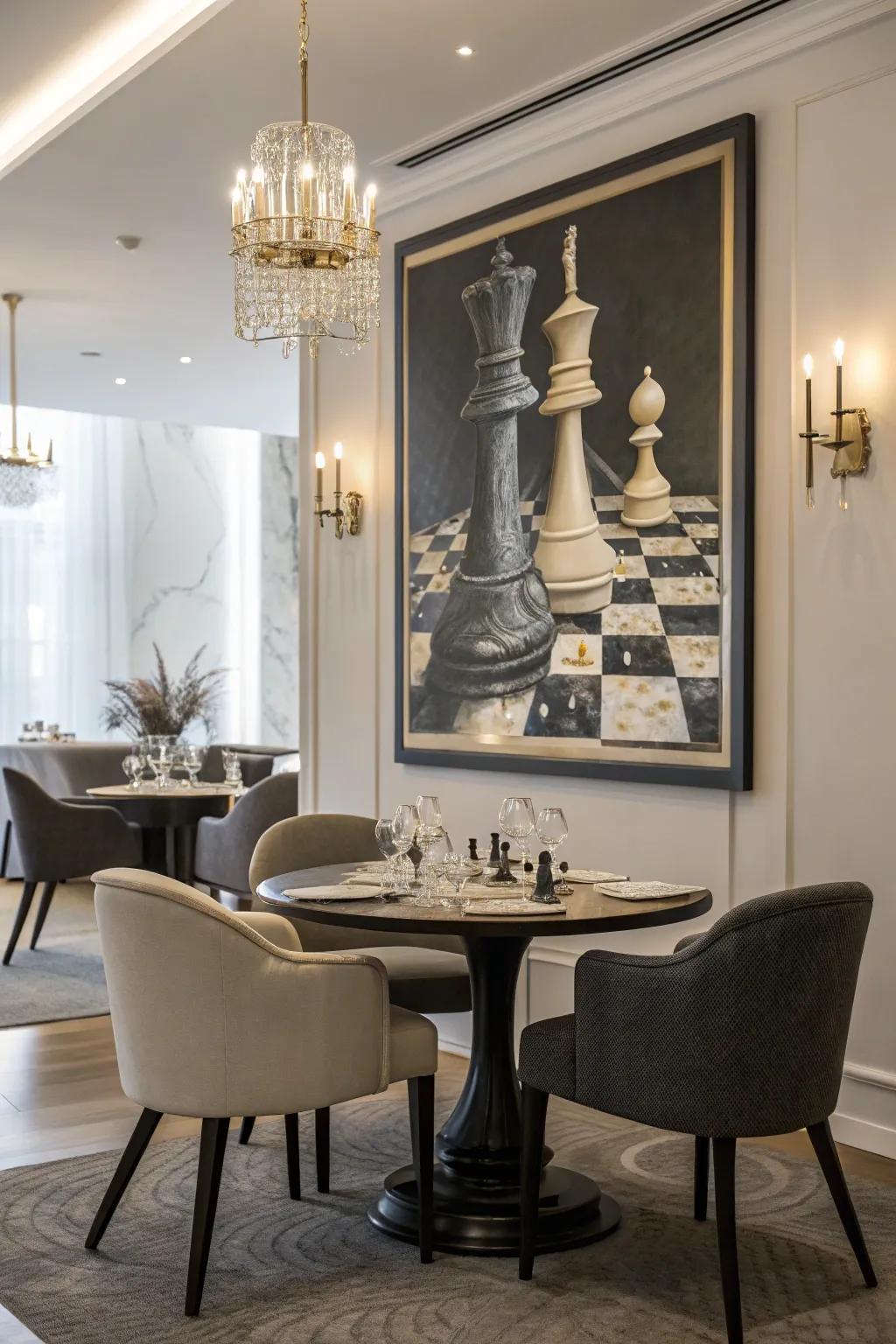 Symbolic chess artistry motivates reflective conversations.