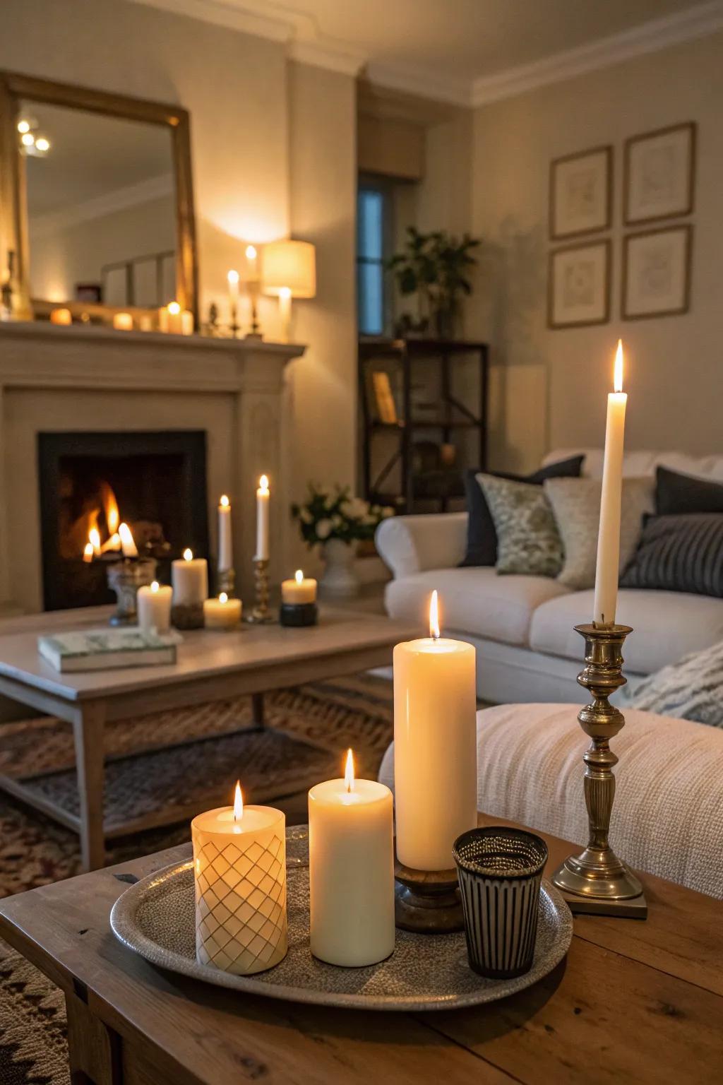 The gentle flicker of lights establishing a snug festive atmosphere.