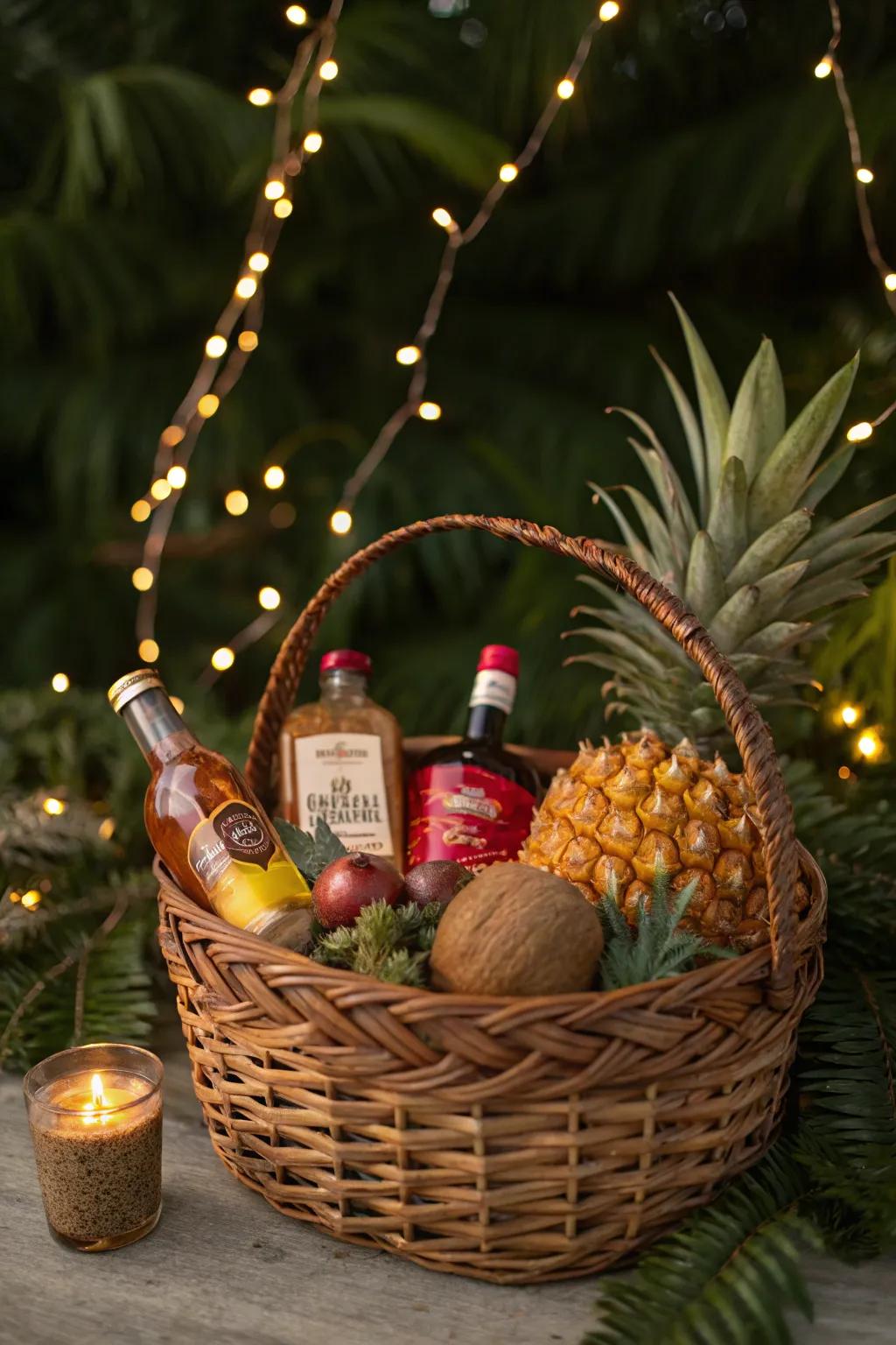 A cane spirit hamper that brings a taste of the tropics to Christmas.