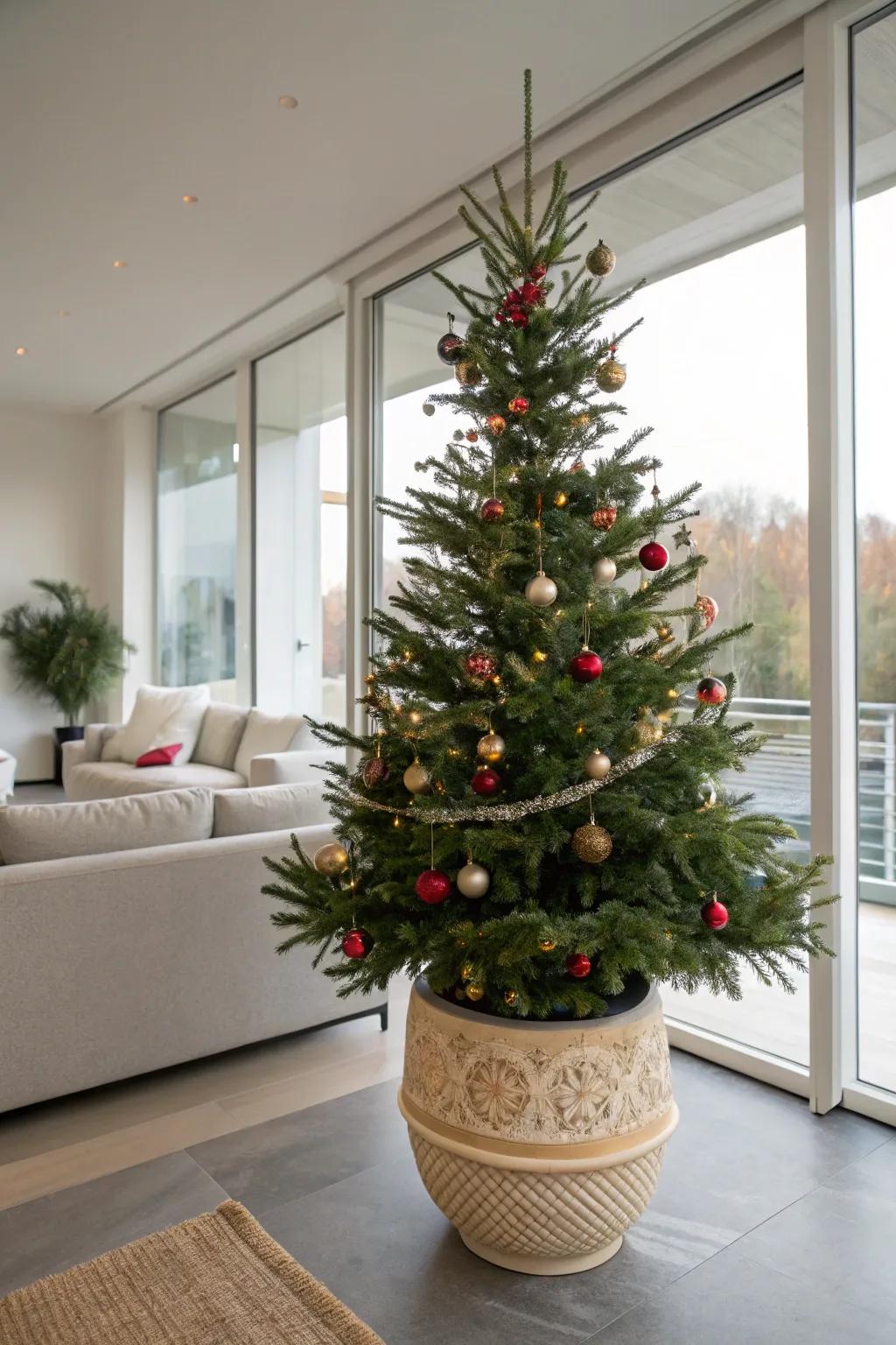A jardiniere bestows refinement and stature upon your tree.