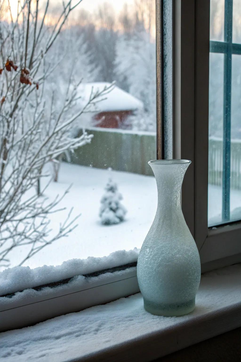 Capture winter's beauty with a frosted vase.