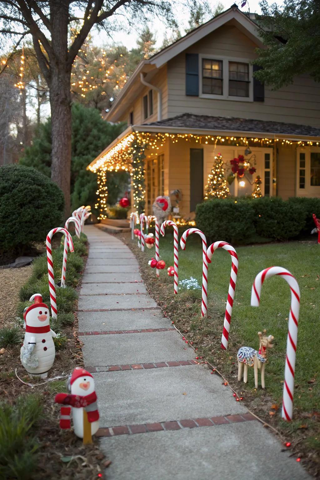 Route markers navigate toward a festive threshold.