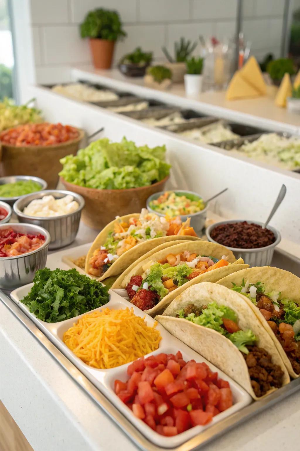 Enable guests to personalize their tacos at a lively taco bar.