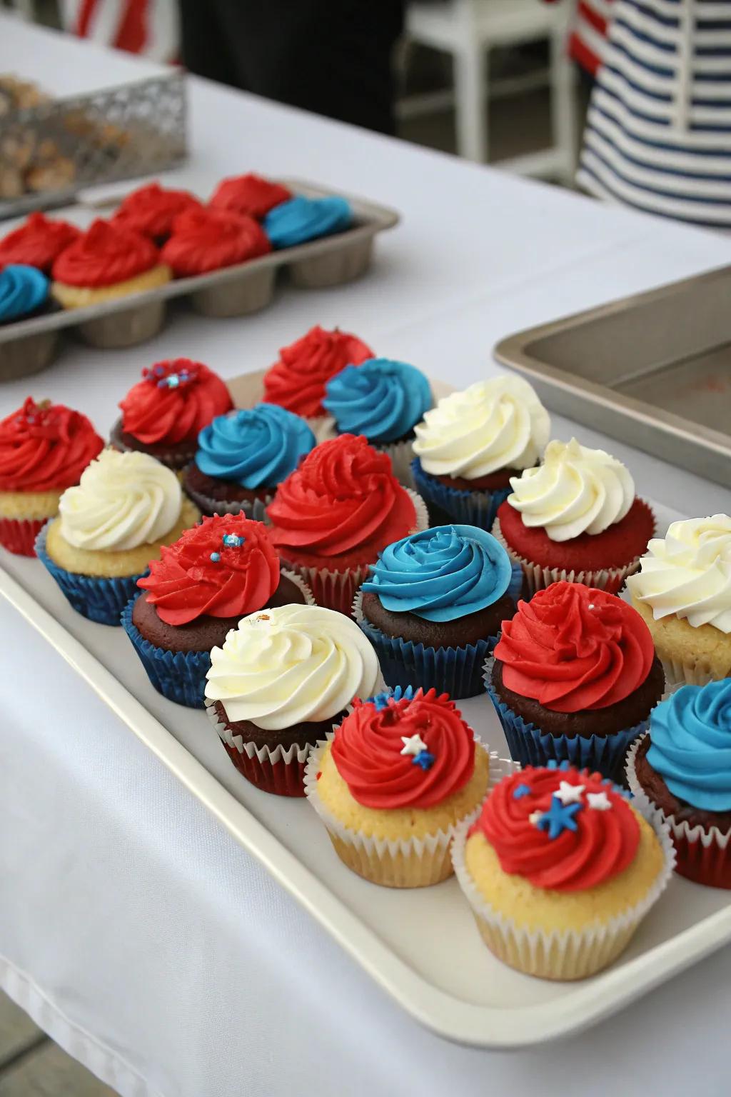 Colorful cupcakes offer a sweet touch to any party.