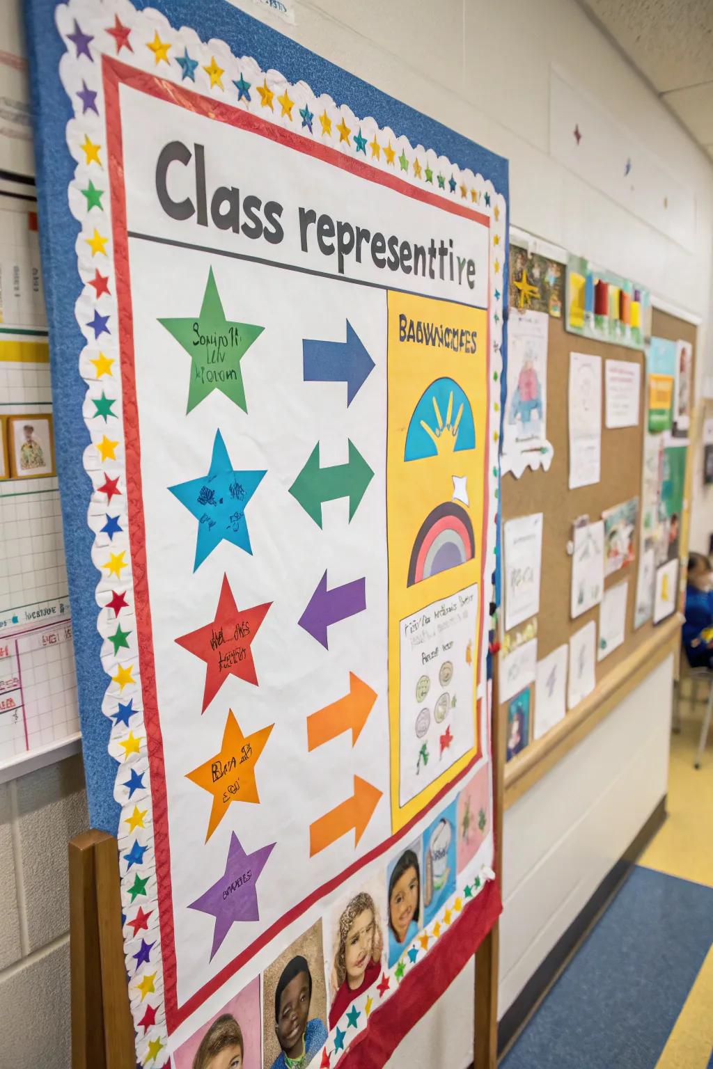 Fun symbols add character to a class representative poster.